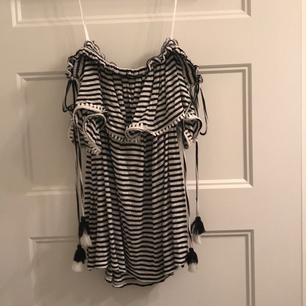 black and white off the shoulder top